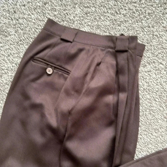 Anne Klein high wasted chocolate wool trousers - Picture 4 of 9